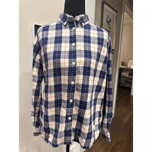 Penfield Plaid Flannel Shirt Blue Cream Red Boyfriend Outdoors Fit Size M - Picture 2 of 8